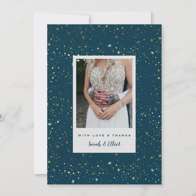 Remerciements Carte de remerciement plate bleu marine étoiles do (Devant)