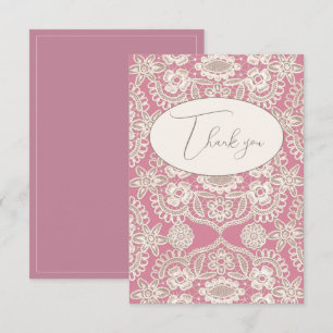Remerciements Carte de remerciement plate en dentelle mauve vint