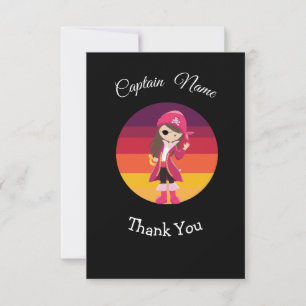 Remerciements Carte de remerciement plate fille rose pirate de f