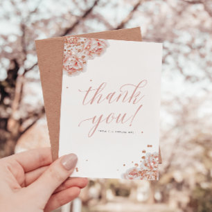 Remerciements Carte de remerciement plate florale rose pâle