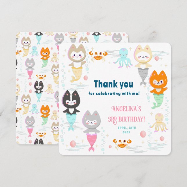 Remerciements Carte de remerciement plate pour 3ème anniversaire (Devant / Derrière)