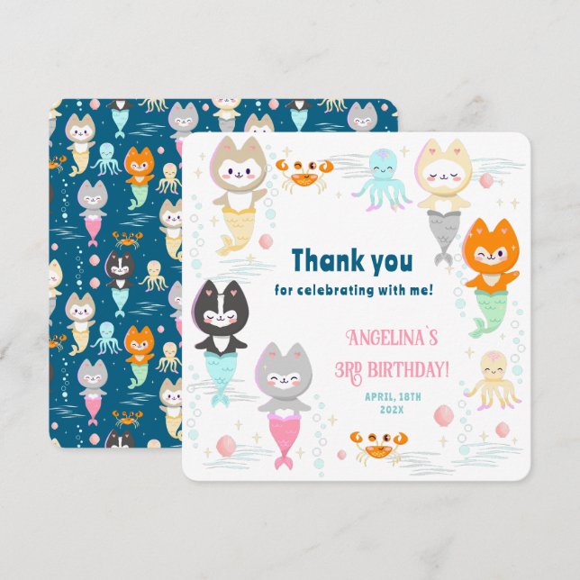 Remerciements Carte de remerciement plate pour 3ème anniversaire (Devant / Derrière)