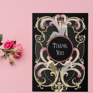 Remerciements Carte de remerciement pliée Art Déco festive