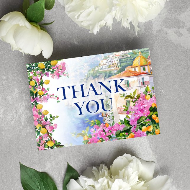 Remerciements Carte de remerciement pliée aux citrons roses de l (Amalfi Coast Pink Lemons Folded Thank You Card)