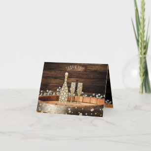 Remerciements Carte de remerciement pliée avec verre à vin en to