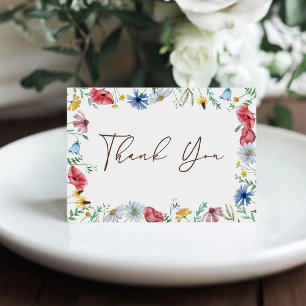 Remerciements Carte de remerciement pliée de jardin bohème fleur
