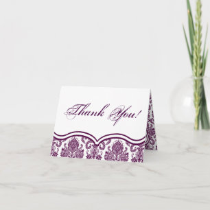 Remerciements Carte de remerciement pliée dentelle prune pourpre