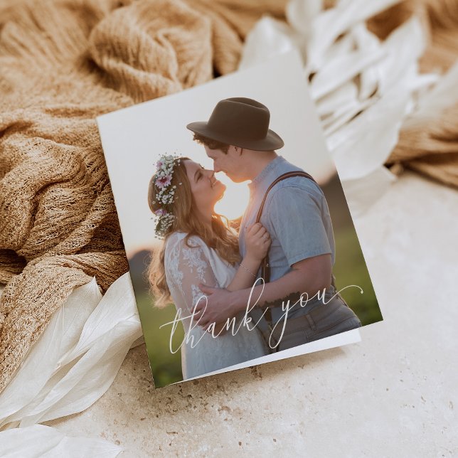 Remerciements Carte de remerciement pliée - Écriture blanche (Créateur téléchargé)