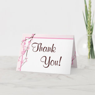 Remerciements Carte de remerciement pliée Fleur de cerisier rose