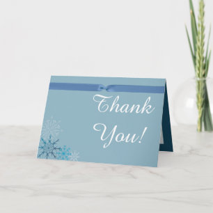Remerciements Carte de remerciement pliée Flocon de neige bleu d