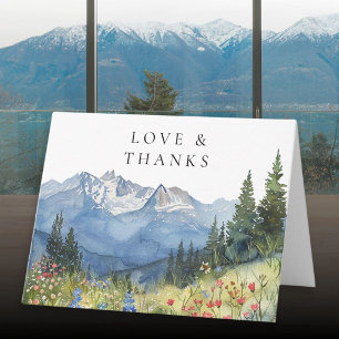 Remerciements Carte de remerciement pliée florale de montagne à