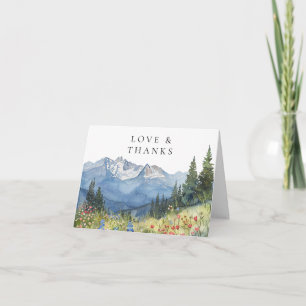 Remerciements Carte de remerciement pliée florale de montagne à 