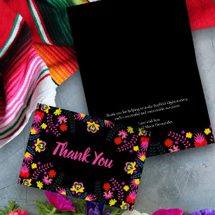 Remerciements Carte de remerciement pliée florale pour fête mexi
