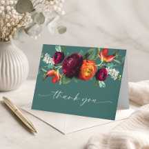 Carte de remerciement pliée florale rustique de no