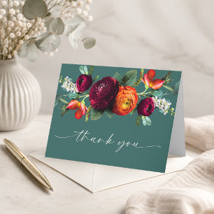 Remerciements Carte de remerciement pliée florale rustique de no