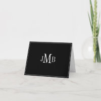 Carte de remerciement pliée Monogramme Blanc sur F