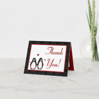 Carte de remerciement pliée Pingouin Amour Couple 