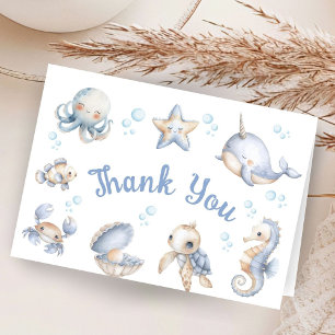 Remerciements Carte de remerciement pliée pour Baby Shower garço