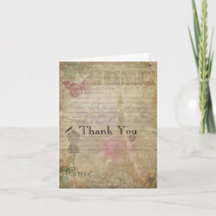 Remerciements Carte de remerciement pliée pour mariage chic vint