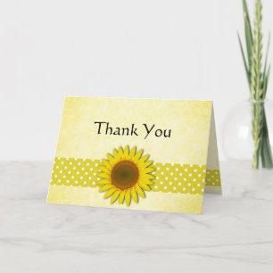 Remerciements Carte de remerciement Polka Dots et Tournesols