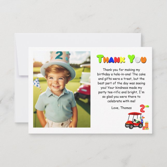 Remerciements Carte de remerciement pour 2e anniversaire garçon  (Devant)