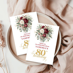 Remerciements Carte de remerciement pour 80e anniversaire Rustic