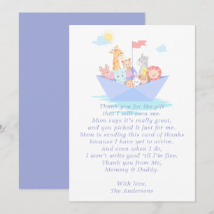 Remerciements Carte de remerciement pour Baby Shower Arche de No