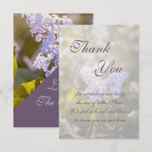 Remerciements Carte de remerciement pour Baby Shower au lilas