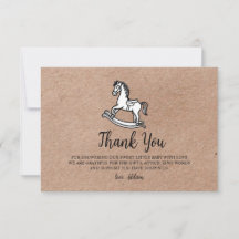 Carte de remerciement pour baby shower avec cheval