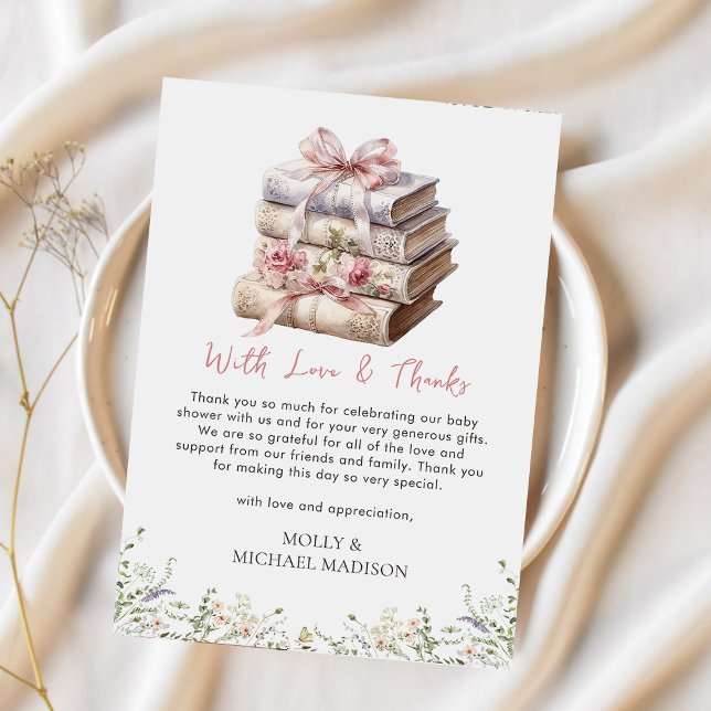 Remerciements Carte de remerciement pour Baby Shower avec livre  (Créateur téléchargé)