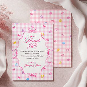 Remerciements Carte de remerciement pour baby shower avec nœud f