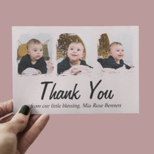 Remerciements Carte de remerciement pour Baby Shower avec trois