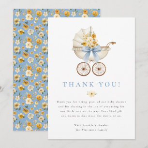 Remerciements Carte de remerciement pour Baby Shower Bleue Pou
