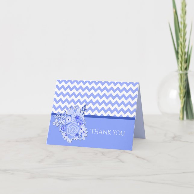 Remerciements Carte de remerciement pour Baby Shower Blue Chevro (Devant)