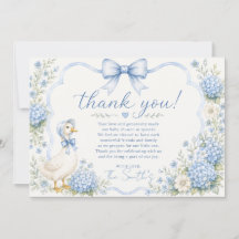 Carte de remerciement pour Baby Shower Blue Goose