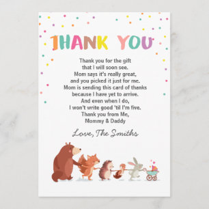 Remerciements Carte de remerciement pour Baby Shower Bois Genre 