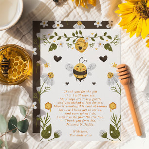 Remerciements Carte de remerciement pour Baby Shower Bumblebee B
