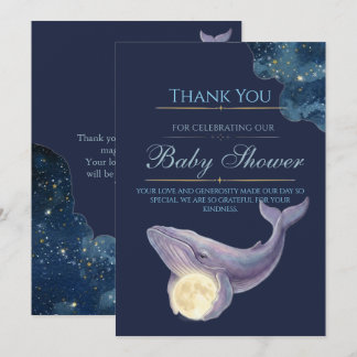 Remerciements Carte de remerciement pour Baby Shower Céleste Lun