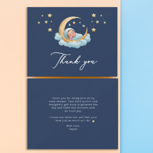 Remerciements Carte de remerciement pour Baby Shower Céleste Lun