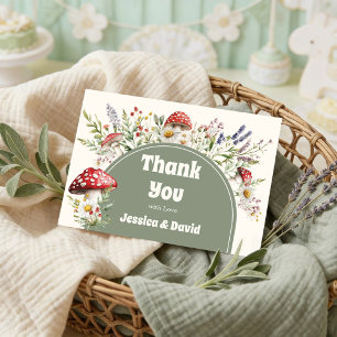 Remerciements Carte de remerciement pour Baby Shower Champignon