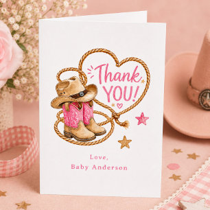 Remerciements Carte de remerciement pour Baby Shower Cowgirl