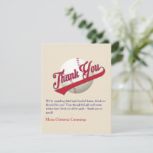 Carte de remerciement pour Baby Shower de baseball