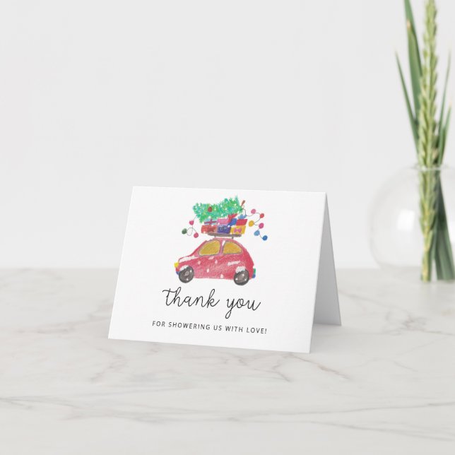 Remerciements Carte de remerciement pour baby shower de Noël  (Devant)
