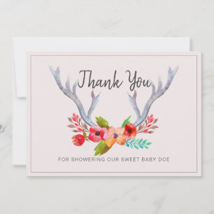 Remerciements Carte de remerciement pour Baby Shower Deer Antler
