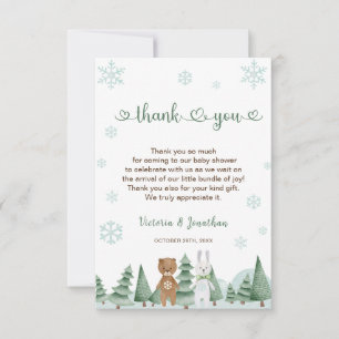 Remerciements Carte de remerciement pour Baby Shower d'hiver flo