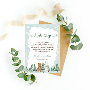 Remerciements Carte de remerciement pour Baby Shower d'hiver flo