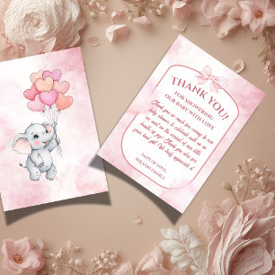 Remerciements Carte de remerciement pour Baby Shower éléphant fi
