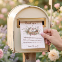 Carte de remerciement pour Baby Shower Fille au th