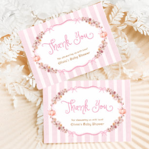 Remerciements Carte de remerciement pour Baby Shower Fille Fleur