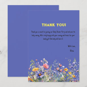 Remerciements Carte de remerciement pour Baby Shower Fleurs sauv